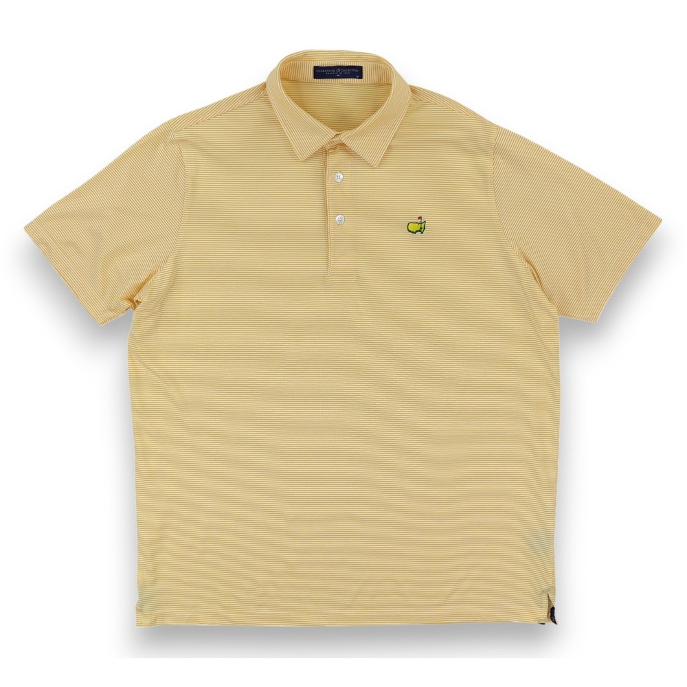 Masters Clubhouse Collection Polo Shirt Mens Medium Yellow Golf Made in Italy